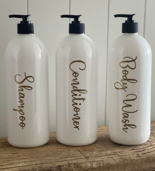 1Litre White Bottles with Gold Labels