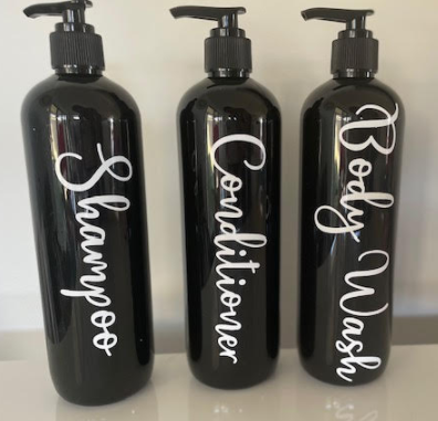 500ml Black Pump Bottle with White Labels