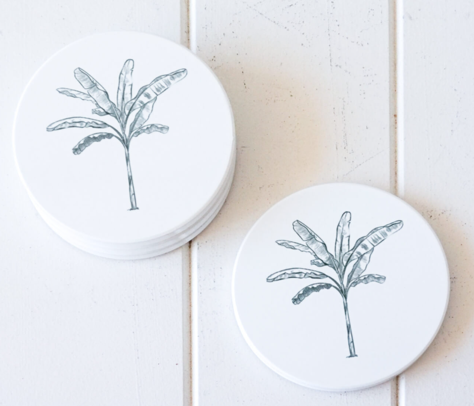 Ceramic Coaster - Banana Palm - Green - Set of 4