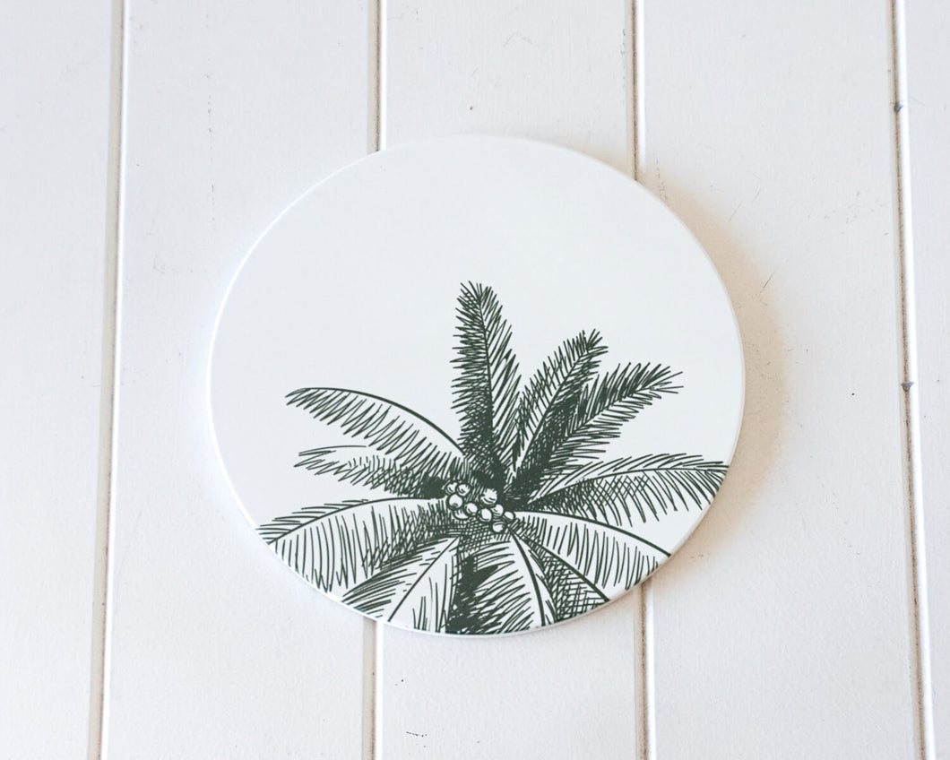 Ceramic Trivet - Green Coco Palm