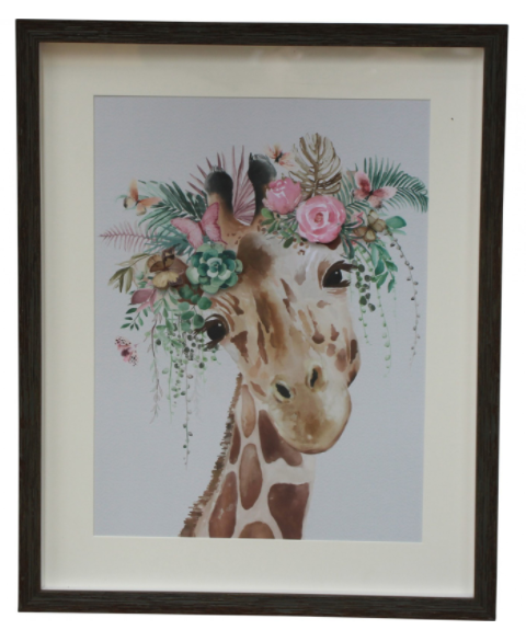 Giraffe Flowers Framed Print